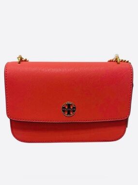 Tory Burch Coral Crush Gold Chain/Leather Strap Shoulder Handbag-NWT